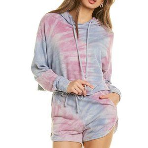 GOOD HYOUMAN Hoodie and Shorts Set 2 Piece in Pink Blue Tie Dye Size Medium New